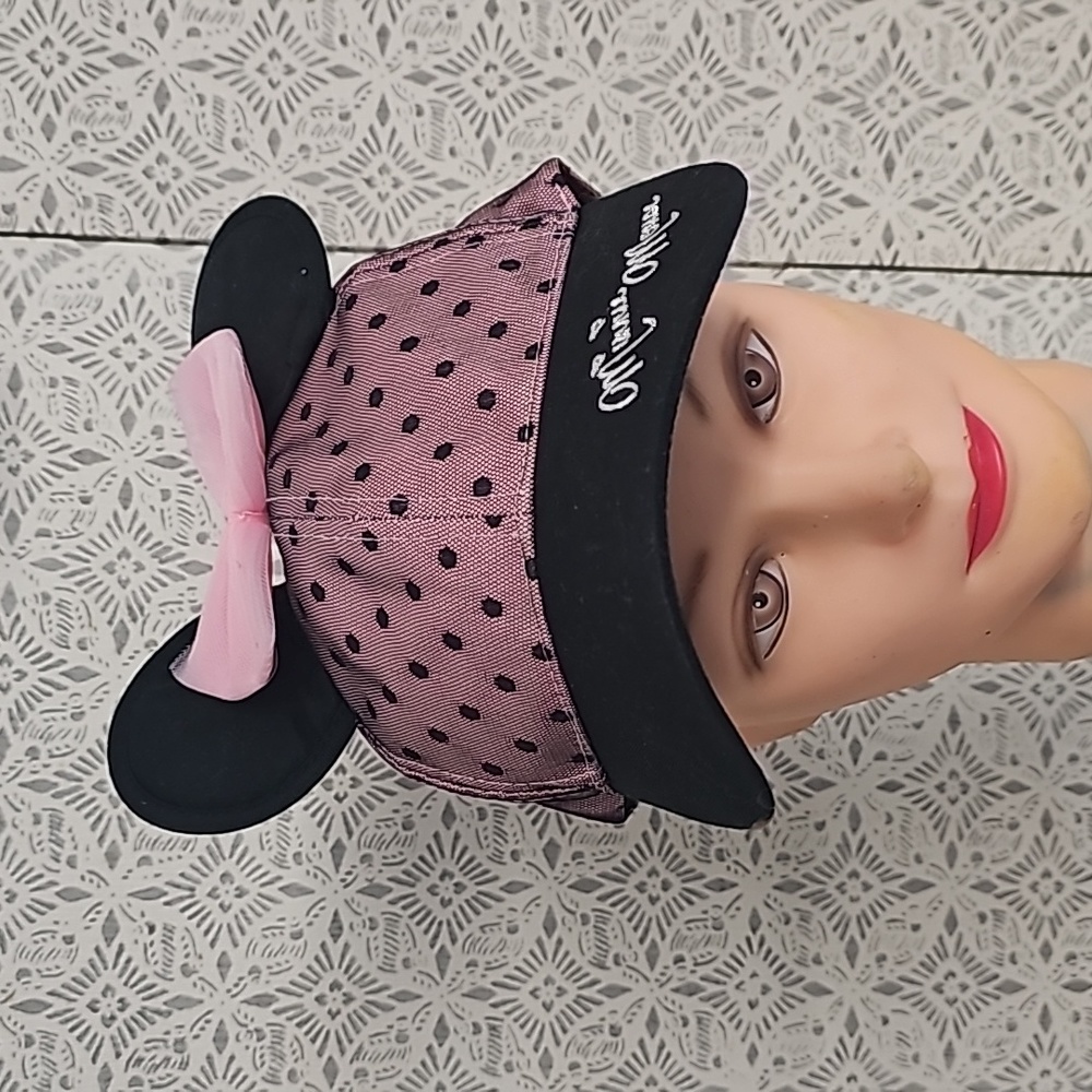 Disney Parks mesh pink black polka dot Minnie Mouse Cap adult size
